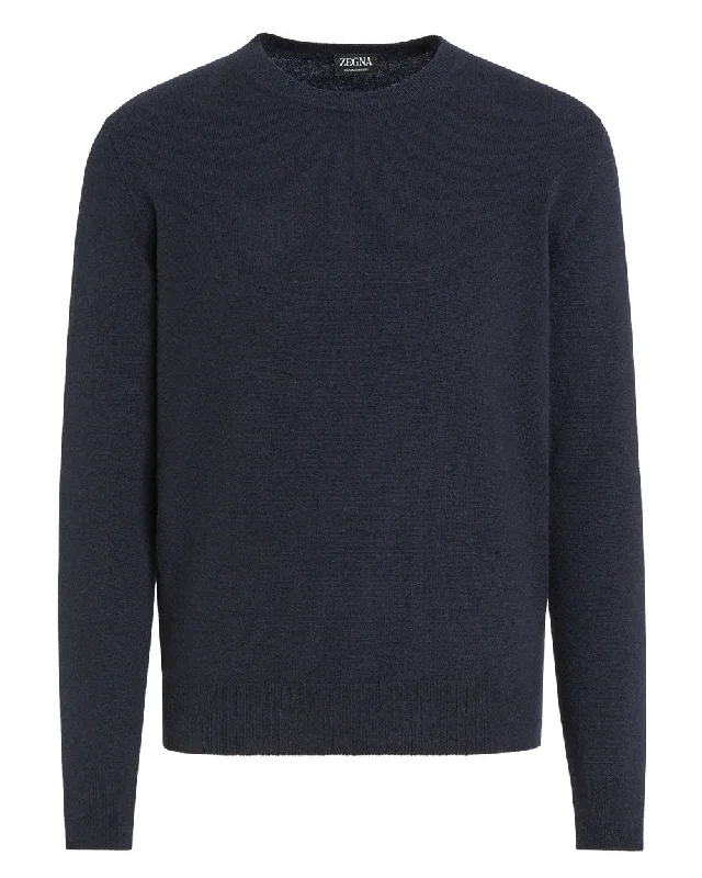 Youthful Vitality Navy Oasi Cashmere Crewneck Sweater