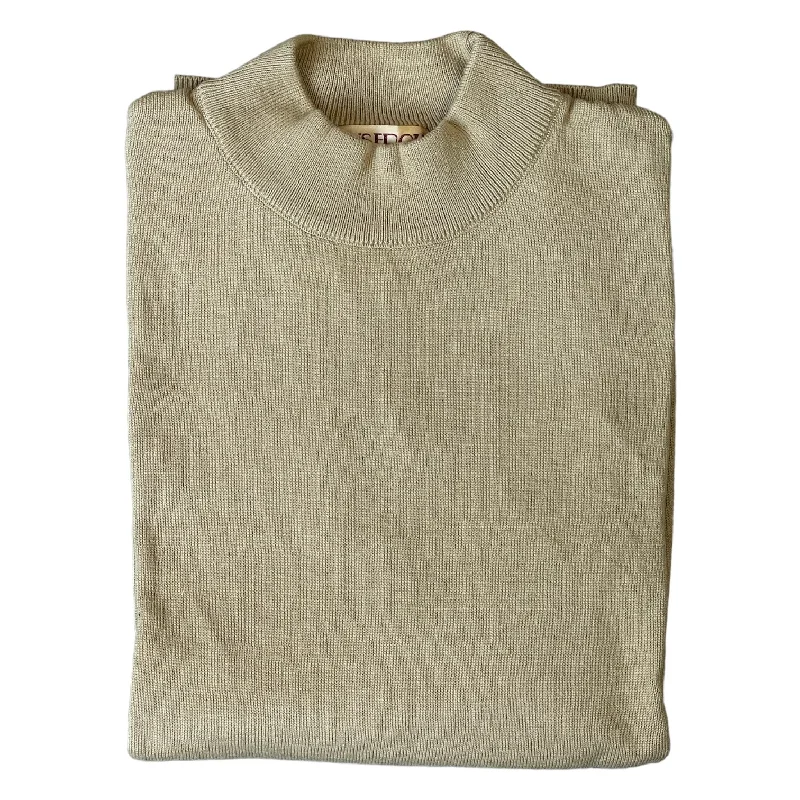 Easygoing Style Inserch Cotton Blend Mock Sweater (Coffee)