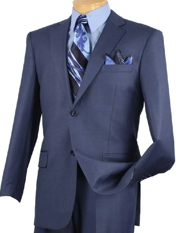 Soft Tops Classic Fit Sharkskin 2 Piece Suit Color Blue