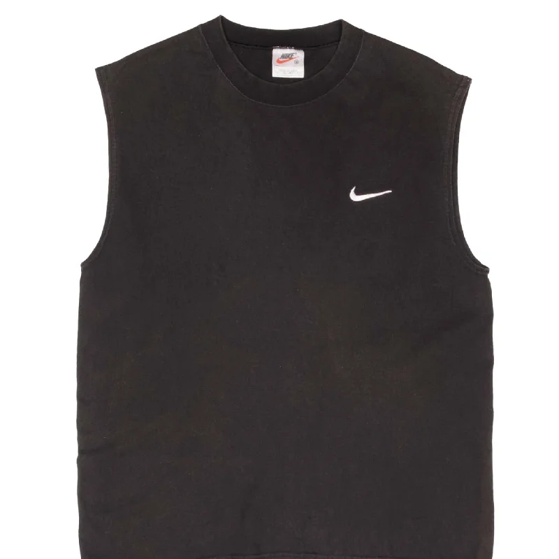 VINTAGE NIKE CLASSIC SWOOSH BLACK TANK TOP TEE SHIRT 1990S MEDIUM MADE IN USA