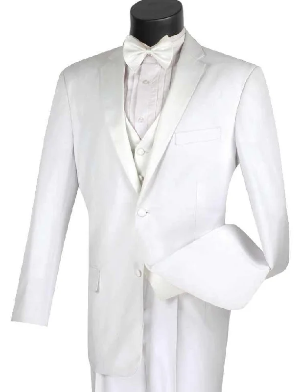 Elegant And Elegant White Tuxedo 3 Piece Regular Fit with White Bow Tie