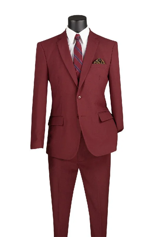 Advanced Customization Slim Fit 2 Piece Suit Color Burgundy
