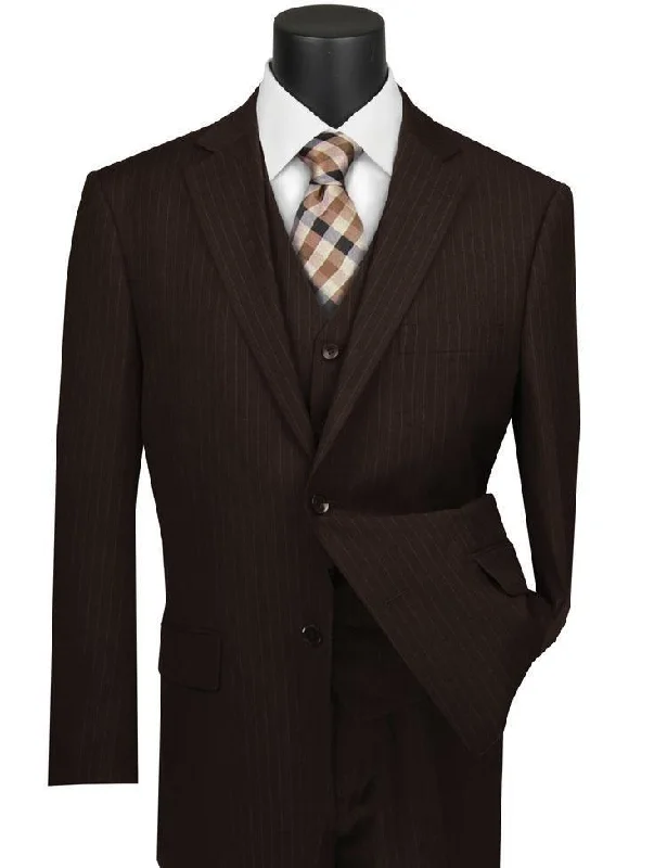 Relaxed Jackets Classic Fit Tone on Tone Pinstripe Suit Color Brown