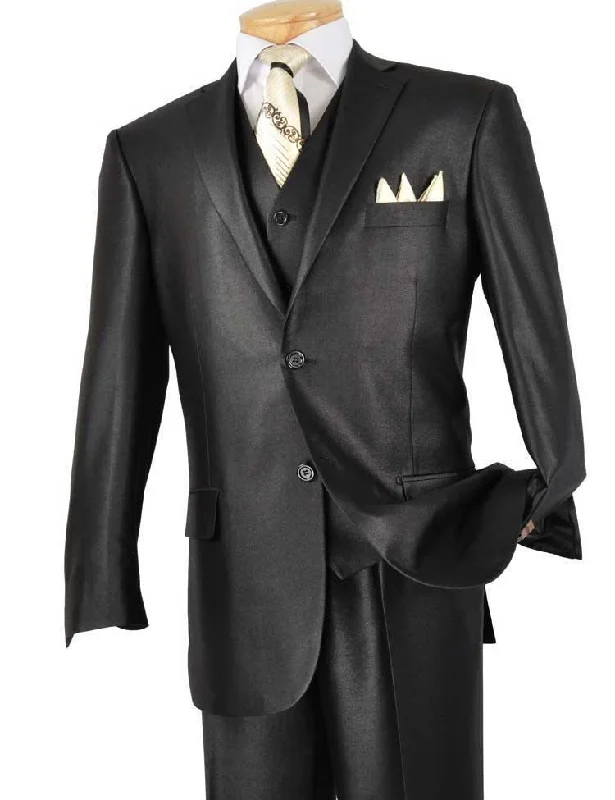 Comfortable Tops Alfa Collection-Shinny Men's 3 Piece Suit Color Black