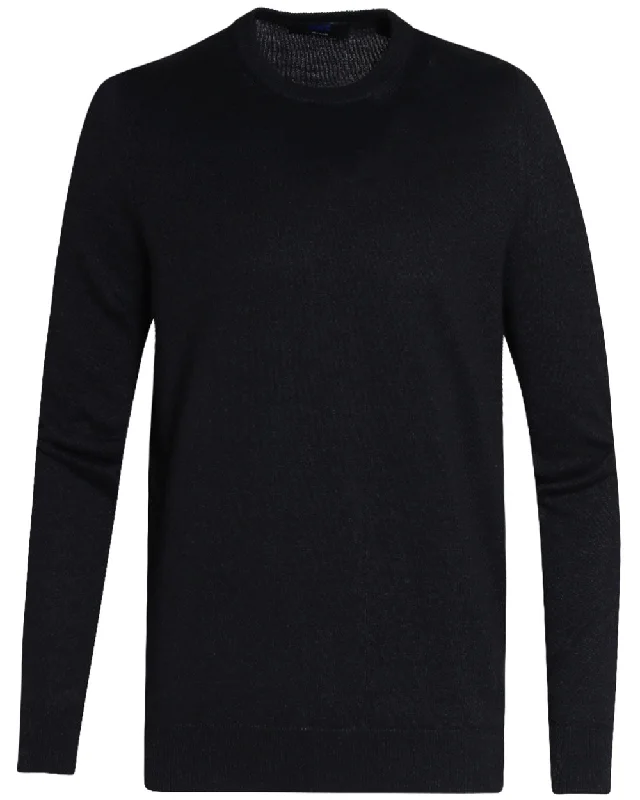 Versatile Items Black Linen Blend Crewneck Sweater