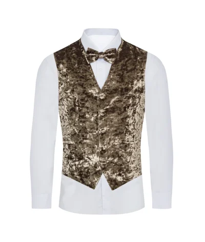 European And American Style Men’s 3pc Crush Vest w/Bowtie & Hanky