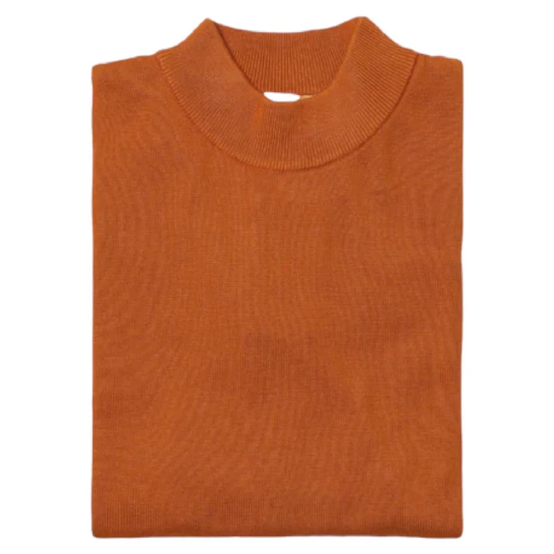 All-Day Comfort Inserch Cotton Blend Mock Sweater (Rust)