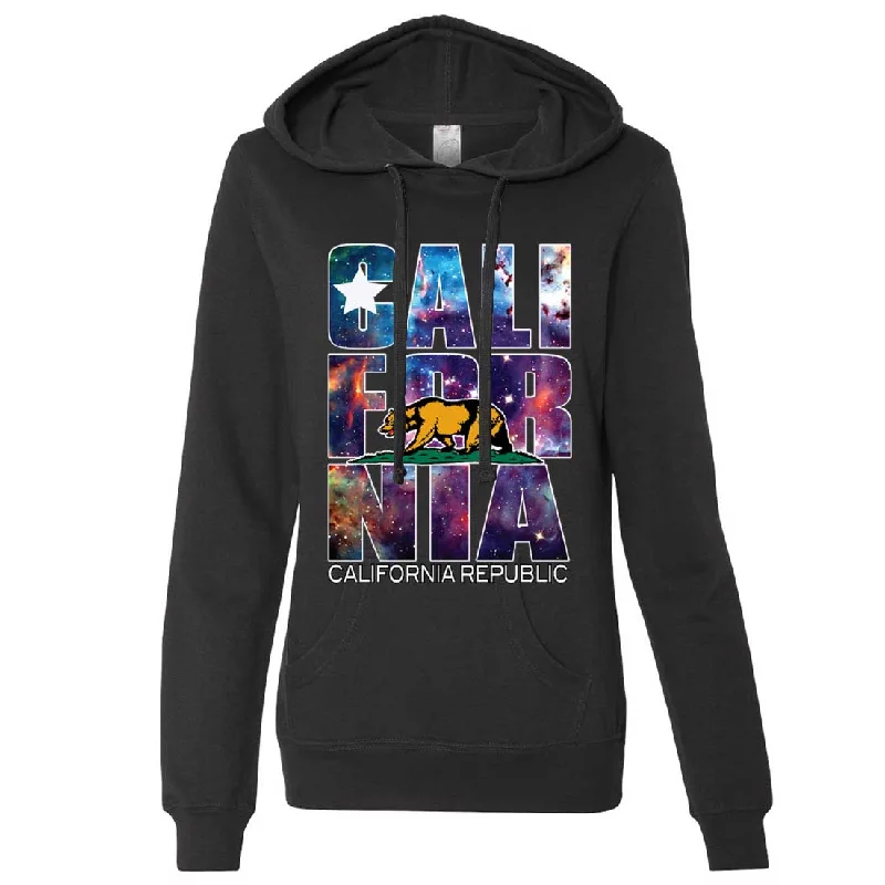 Exquisite Fabrics California Cosmic Flag Logo In Space Galaxy Ladies Lt./Wt. Hoodie