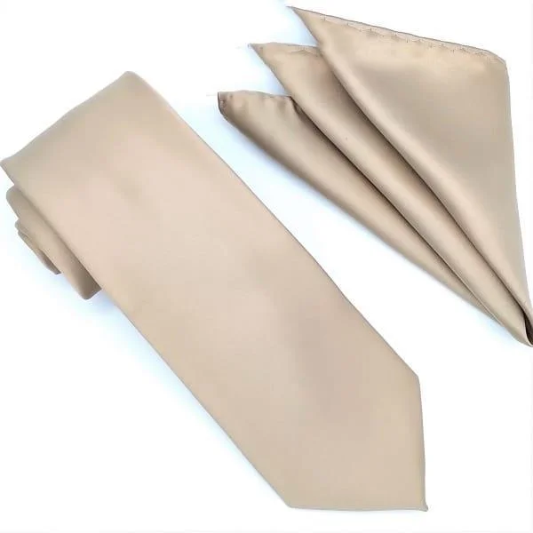 Fashion Touch Beige Tie and Hanky Set