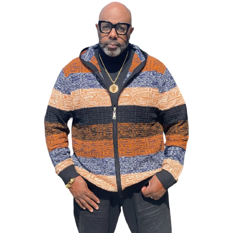 All-Day Wear Prestige Full Zip "Uptown" Sweater (Black/Navy/Rust) 420