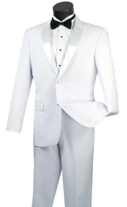Warm Chic Outfits White 2 Piece Tuxedo  Regular Fit