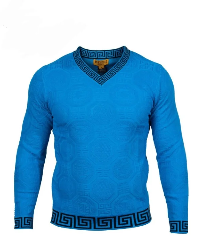 Fresh And Natural Prestige V Neck Greek key Sweater