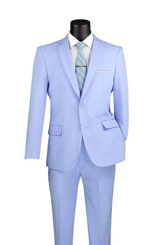 Light And Breathable Light Blue Slim Fit 2 Piece Suit