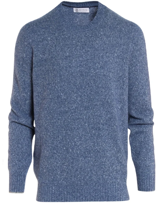 Soft And Comfortable Light Blue Alpacca Blend Melange Sweater