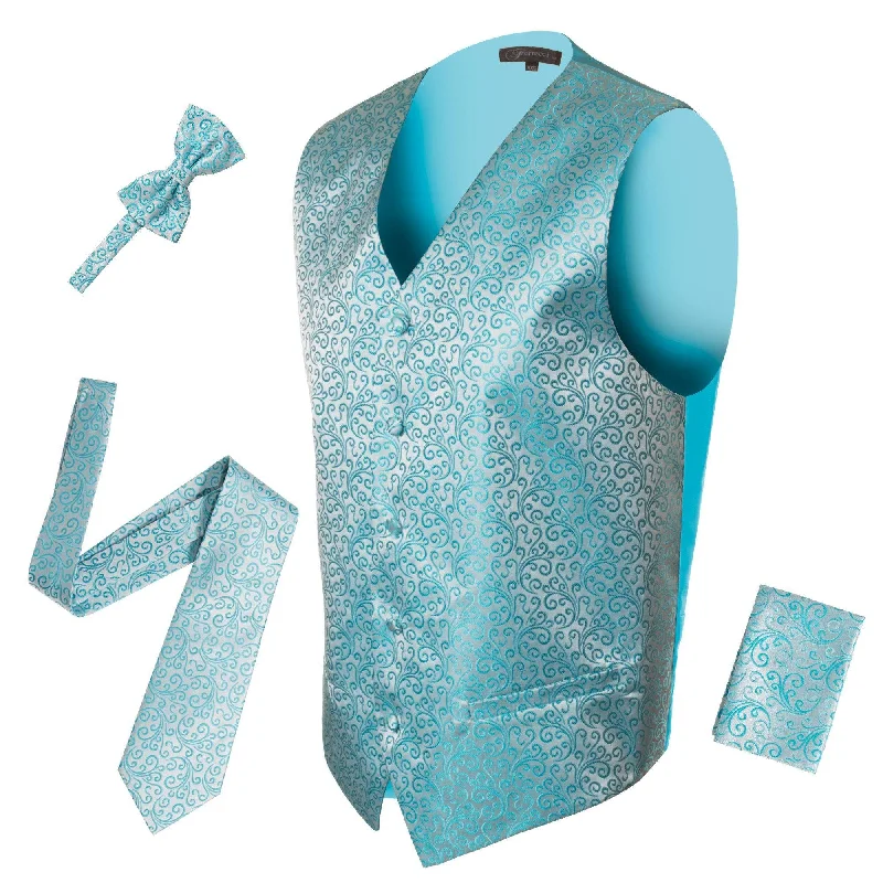 Exquisite Tailoring Ferrecci Mens PV50-6 Turquoise Vest Set