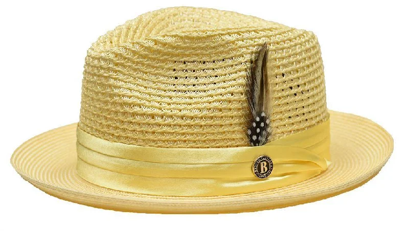 Fashion Innovation Yellow Fedora Braided Straw Hat