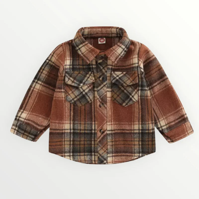 Trendy Dresses Plaid Shirt Shacket - Brown