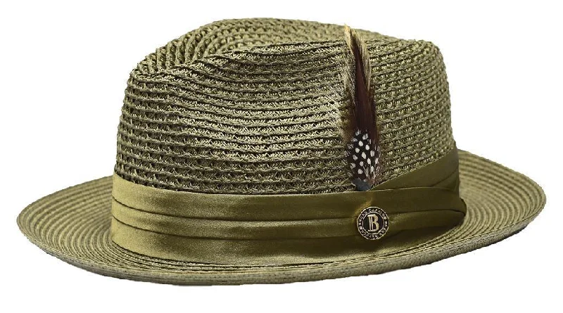 Exquisite Craftsmanship Olive Fedora Braided Straw Hat