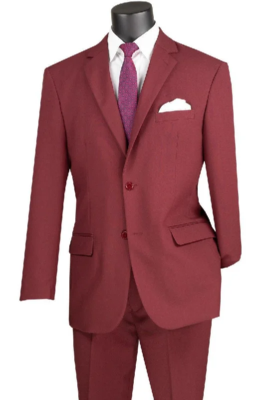 Fashion Design Burgundy Regular Fit 2 Piece Suit