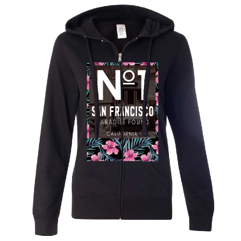 Girl Style San Francisco No. 1 Paradise Found California Ladies Fitted Zip-Up Hoodie