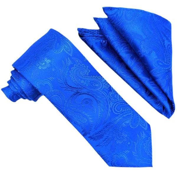 Fashion Pioneer Royal Blue Paisley Tie and Hanky Set