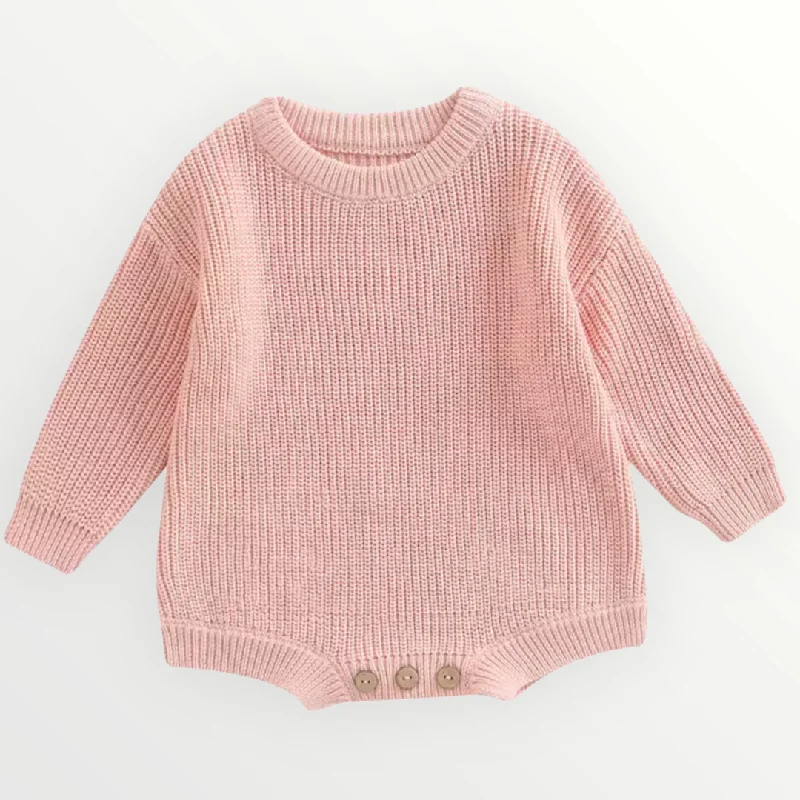 Trendy Layers Willow Knit Sweater Romper - Pink