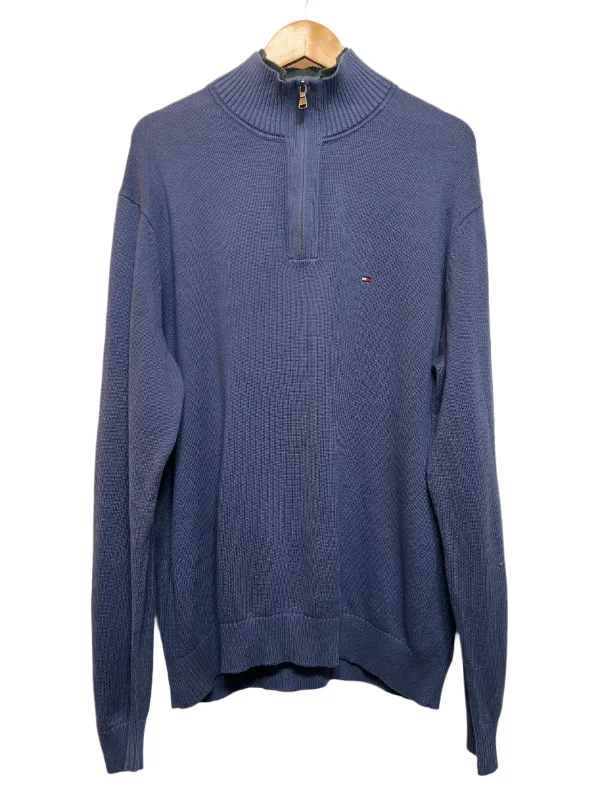 Fashion Must-have Tommy Hilfiger Blue Quarter Zip (Size XL)