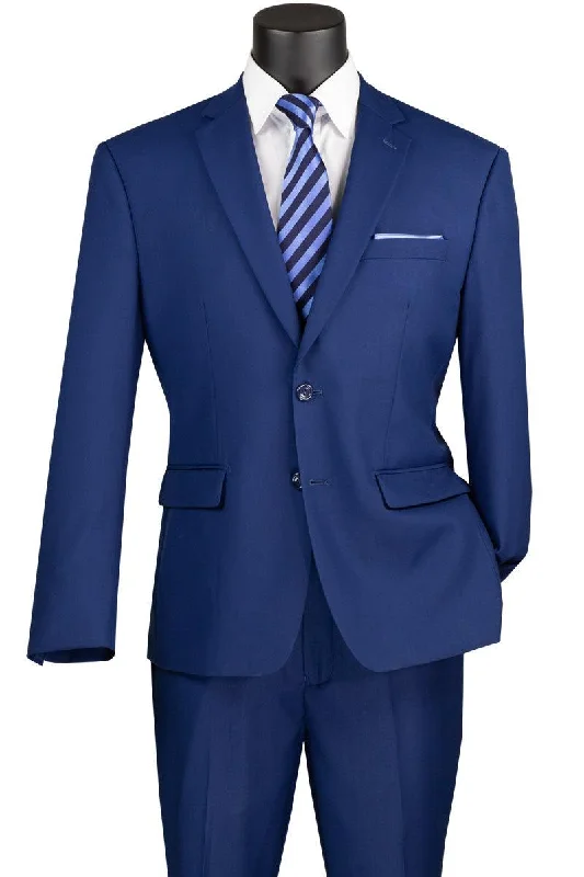 French Style Twilight Blue Regular Fit Two Piece Suit