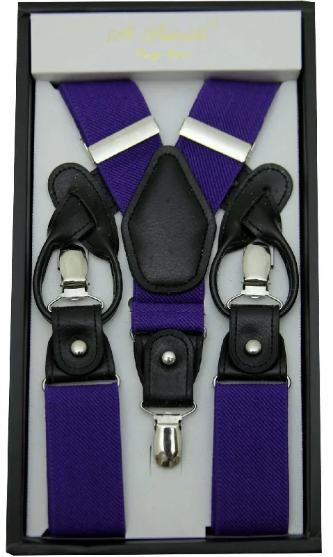 Fashion Comfort Purple Convertible Suspender Clip & Button