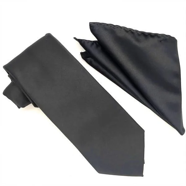 Effortless Style Black Tie and Hanky Set