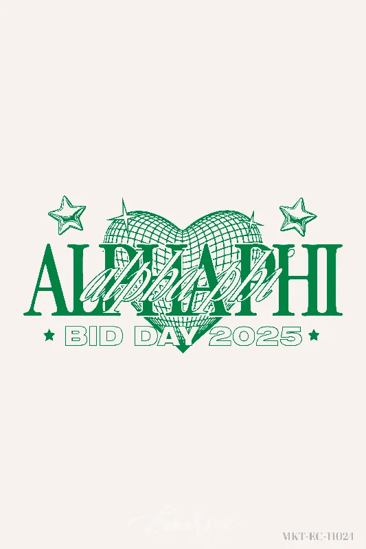 Alpha Phi Green Futuristic Heart Bid Day Tshirt