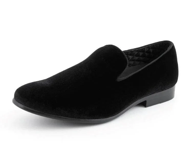 Warm Atmosphere Black Suede Smoking Slipper Shoes