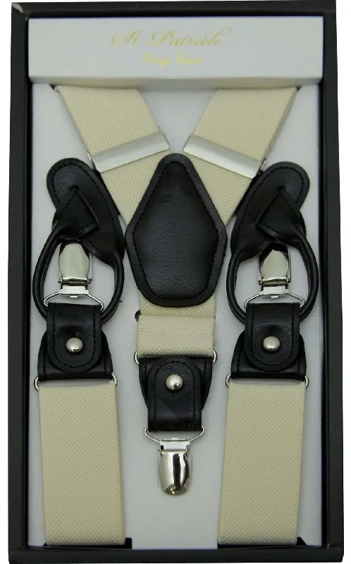 Soft Knitwear Ivory Convertible Suspender Clip & Button