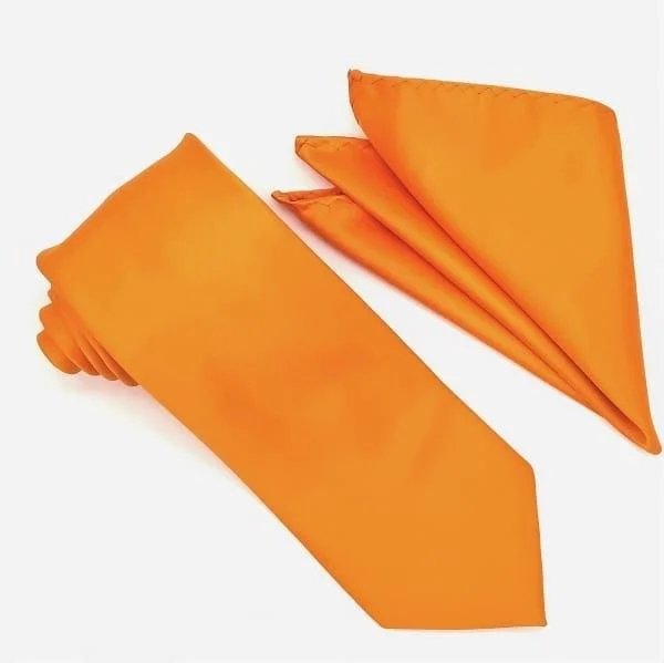 Fashionable Ease Orange Tie and Hanky Set