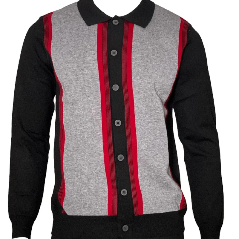 Relaxed Tops Cigar Couture "Vango" Sweater (Black/Gray/Red) 362