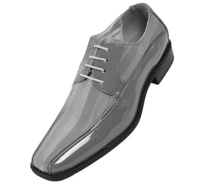 Effortless Comfort Men's Striped Satin and Matching Patent Upper Shoes Color Silver