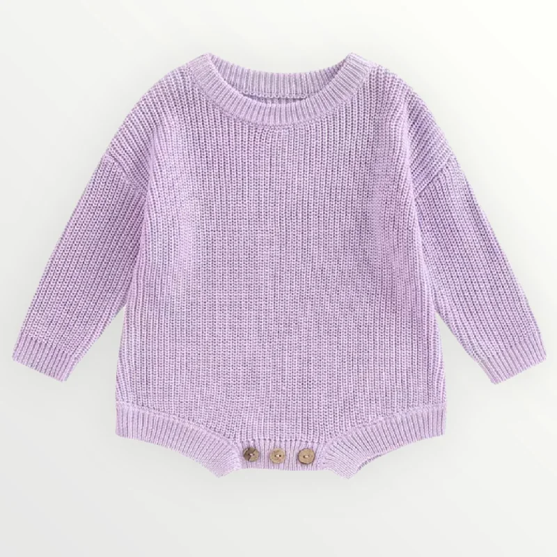 Soft Comfort Wear Willow Knit Sweater Romper - Purple