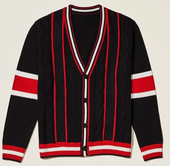 Cozy Lifestyle Inserch "Cardi" Cardigan (Black/Red)
