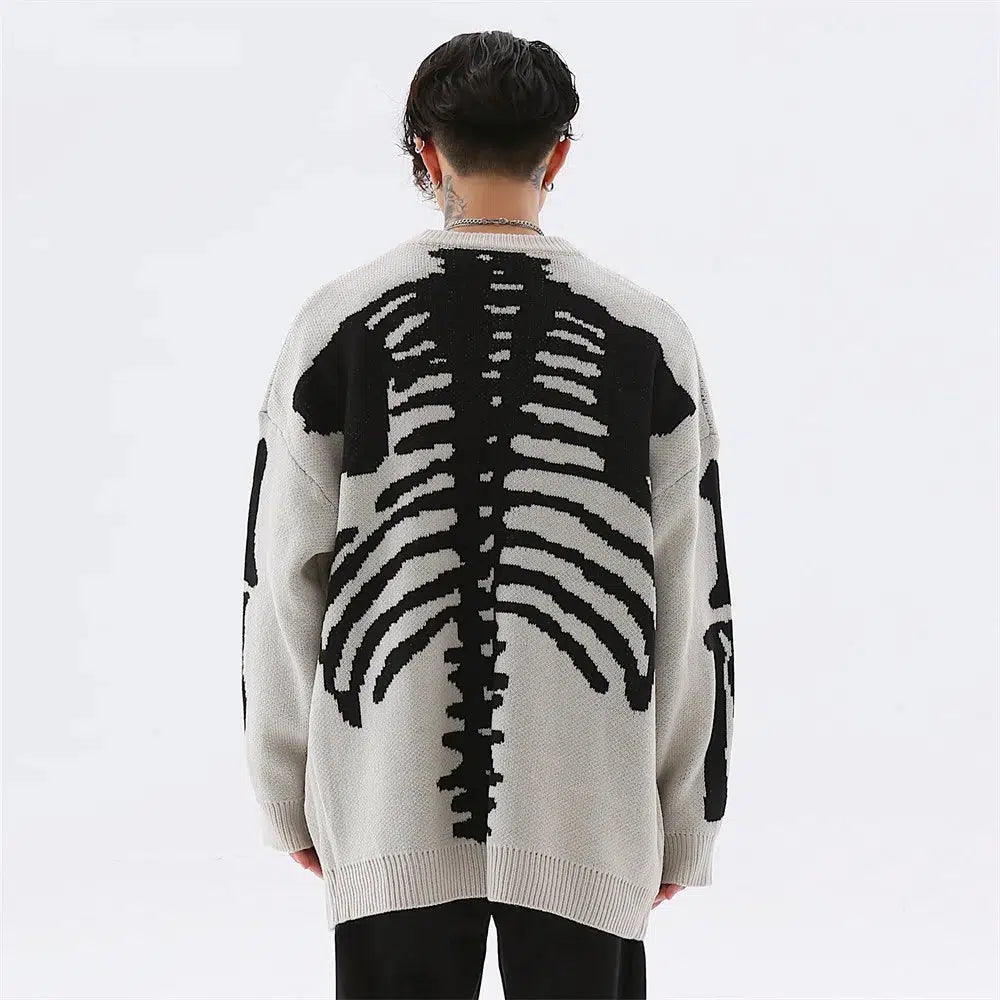 Versatile Wear Grunge Skeleton Knitted Sweater