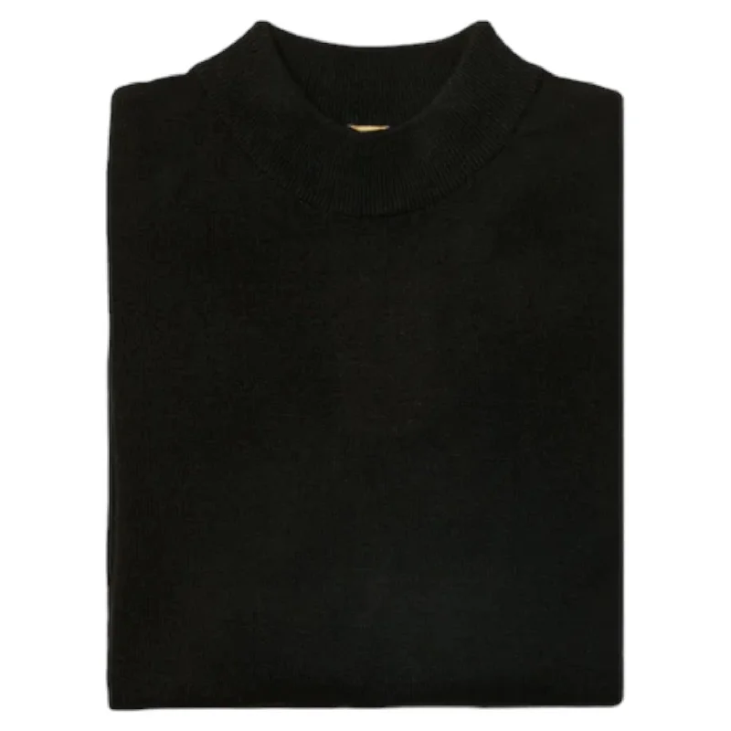 Fashion Touch Inserch Cotton Blend Mock Sweater (Black)