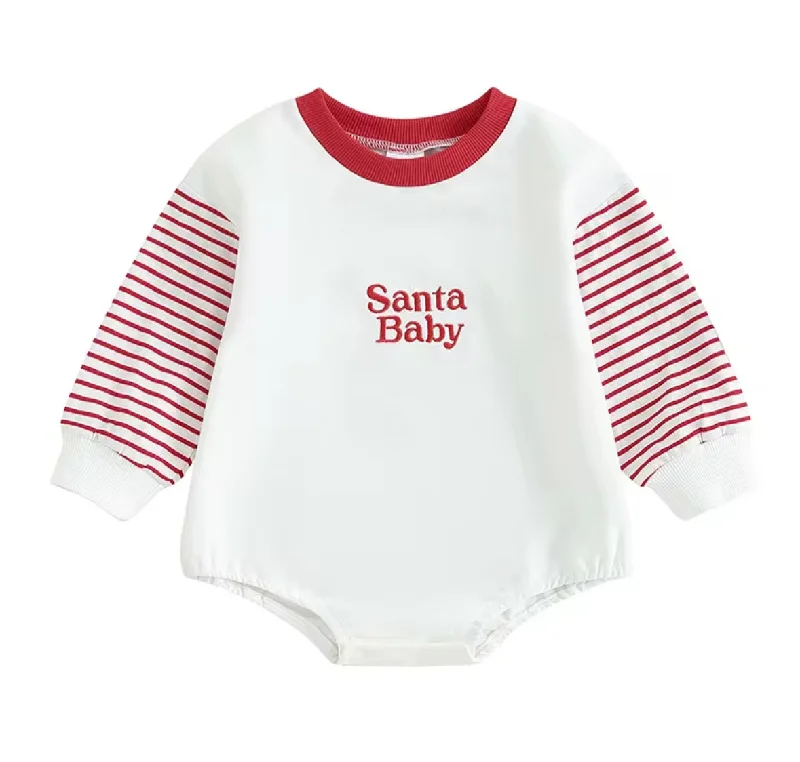 Cozy Layers Santa Baby Embroidered Sweatshirt Romper