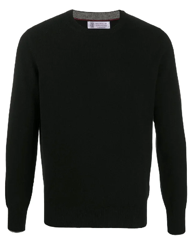 American Style Black Fine Knit Cashmere Sweater