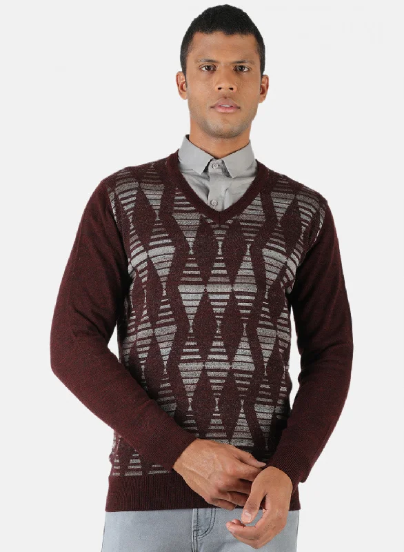 Relaxed Chic Men Maroon Solid Pullover