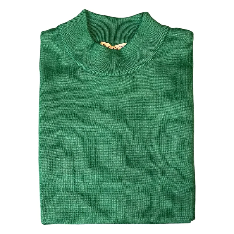 Smart Comfort Inserch Cotton Blend Mock Sweater (Green Sapphire)i