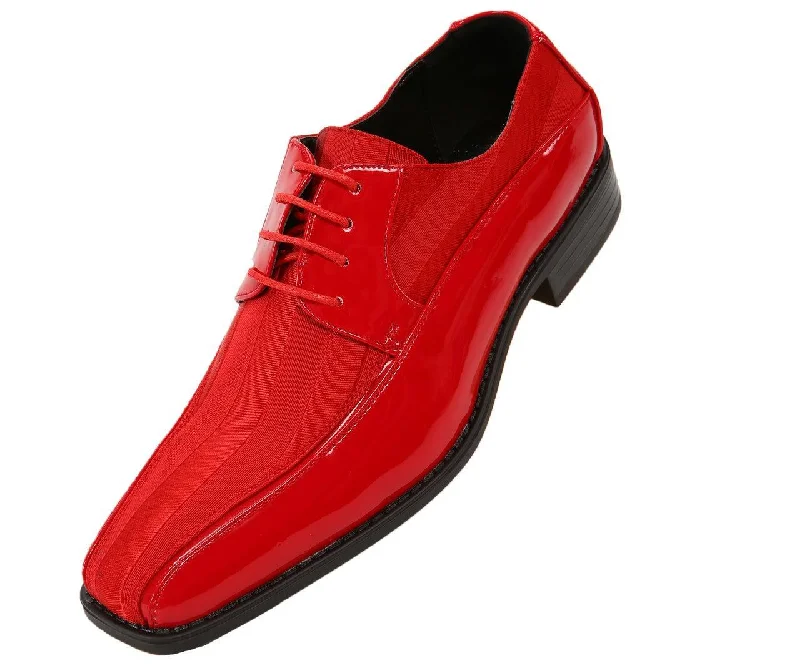 Luxe Comfort Men's Striped Satin and Matching Patent Upper Shoes Color Red