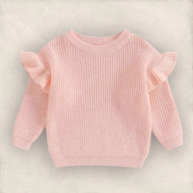 Comfortable Dresses Willow Ruffle Knit Sweater - Peach