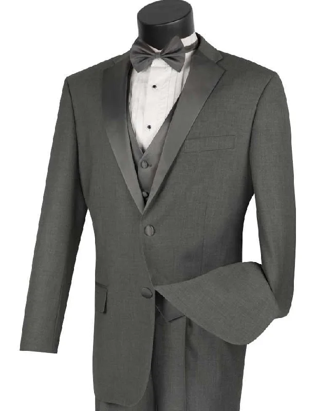 Comfortable down Gray Regular Fit 3 Piece Tuxedo