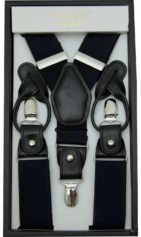Cozy Chic Wear Navy Convertible Suspender Clip & Button