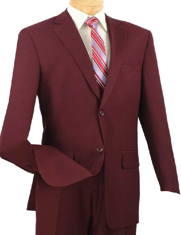 Casual Chic Outfits Classic Fit Sharkskin 2 Piece Suit Color Burgundy
