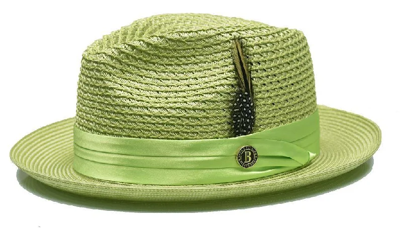 Personalized Design Mint Fedora Braided Straw Hat